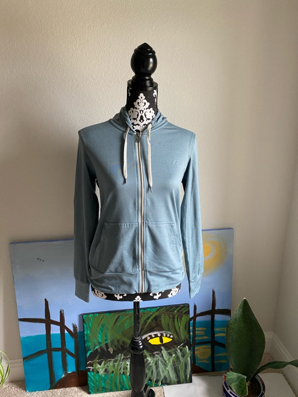 Vuori Dusky Blue Zip Hoodie with Vuori Label